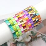 Enamel Tila Tile Stretchy Bracelet Manufacturer, Tile Enamel Bracelet, Colorblock Bracelet,  Elastic Bracelet, Tila Tile Rainbow Bracelets Wholesale - BR-EN-001