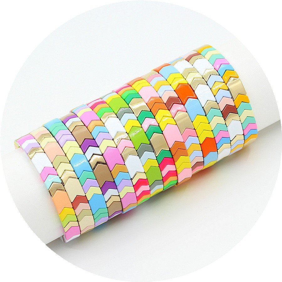 Wholesale handmade rainbow enamel tile stretch bracelet