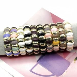 Autumn & Winter geometric asymmetrical enamel bracelet, trendy European & American statement stretch bracelet for wome