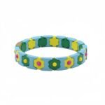 Colorful Flower Enamel Bracelet | Bohemian DIY Painted Stretch Bracelet for Women | European & American Trendy Colorblock Jewelry | Fashionable Stackable Bracelet | In Stock variation Colorful Flower Enamel Bracelet | Bohemian DIY Painted Stretch Bracelet for Women | European & American Trendy Colorblock Jewelry | Fashionable Stackable Bracelet | In Stock - BR-EN-2613